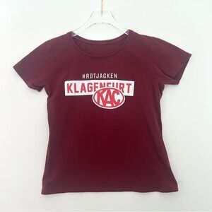 Klagenfurt EC KAC Austrian Hockey Graphic Short Sl Tee Shirt Burgundy Size Small